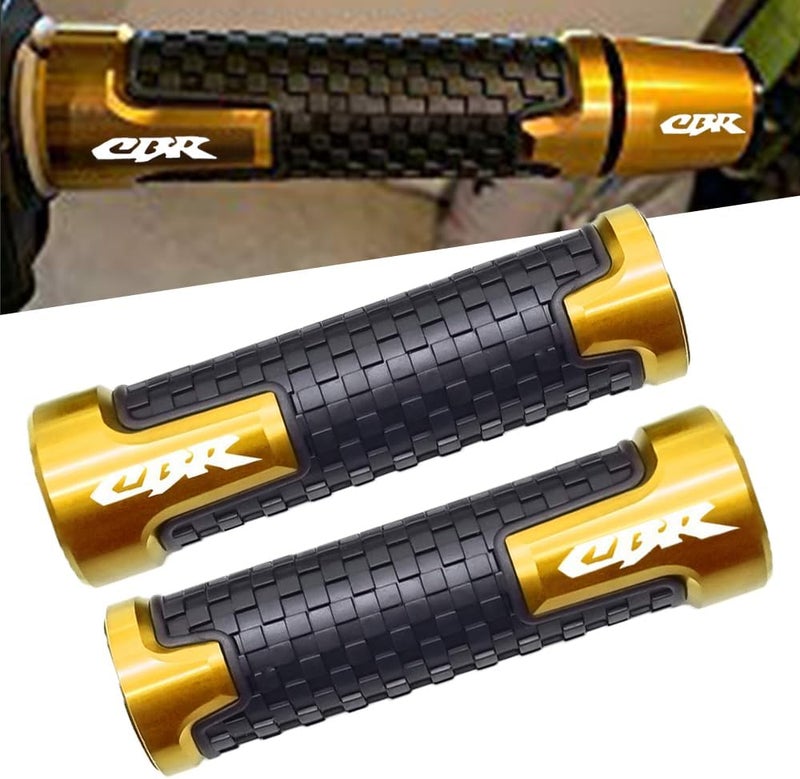 FREAXLL 2pcs Motorcycle Handlebar Grips 7/8" 22mm for H-onda CBR60F CBR125R CBR150R CBR250R CBR400 NC23 NC29 CBR600 F2 F3 F4 F4i CBR600RR CBR900RR CBR954RR CBR1000RR (Gold) - Image 1